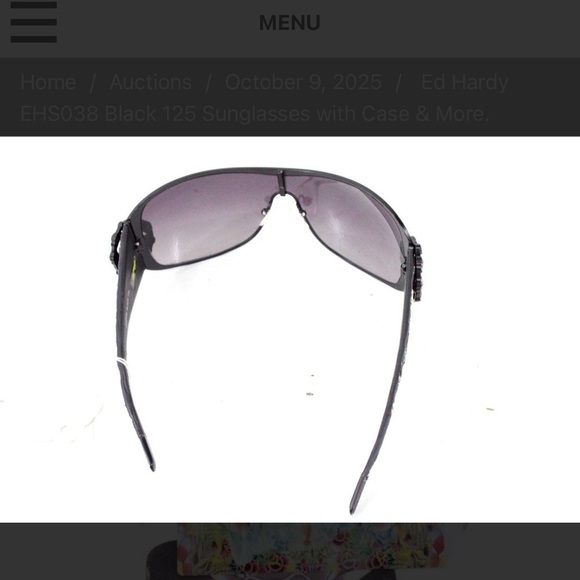Ed Hardy EHS038 Black 125 Sunglasses with Case & More
